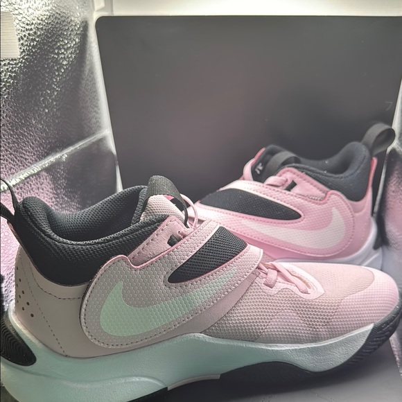 Nike Pink and Black Athletic Shoes with Strap Design - Picture 3 of 12